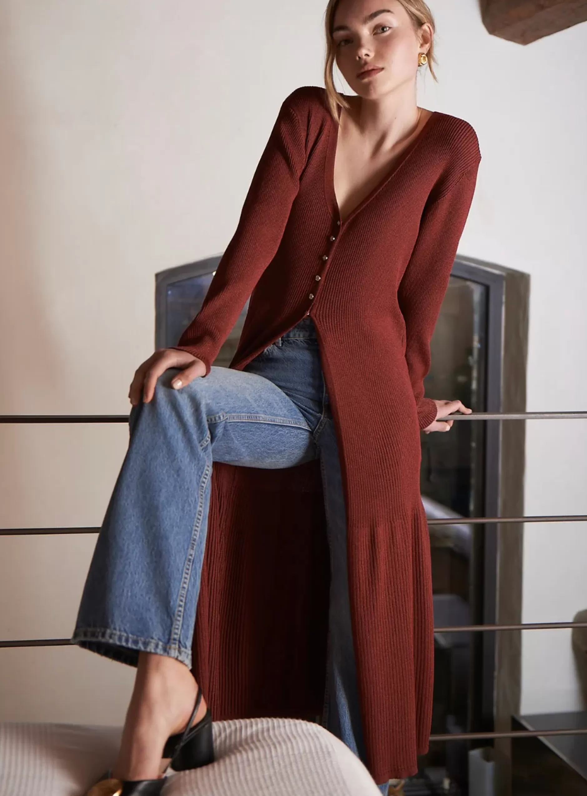 Jovonna London Knitwear | Dresses^FLEUR KNITTED CARDIGAN WINE