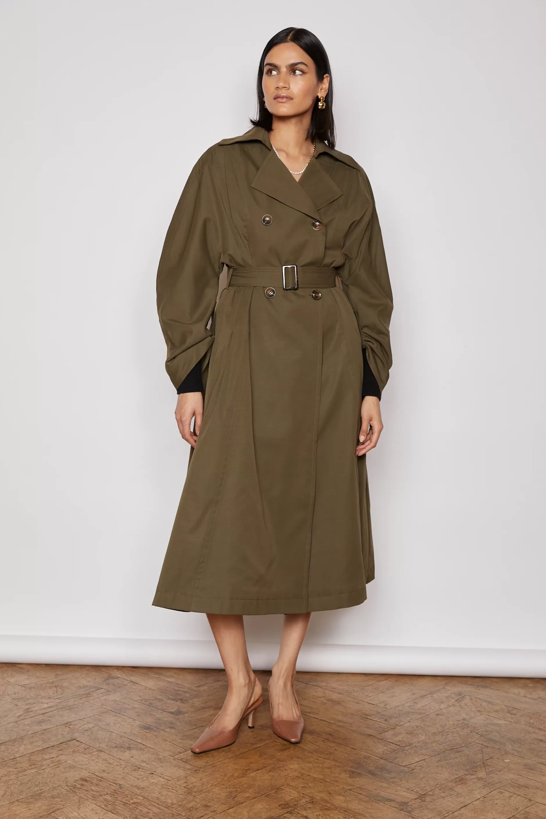 Jovonna London Jackets/coats | The Party Edit^NAVI 2 TRENCH WITH CORSAGE IN KHAKI